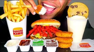 ASMR BURGER KING IMPOSSIBLE WHOPPER CHEETOS NUGGETS ICE CREAM COOKIE MUKBANG JERRY EATING NO TALKING