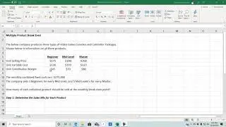 Managerial Accounting - Multi Product Break Even - Practice Exercise - Severson