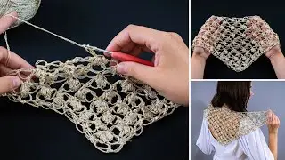 Мини шаль крючком соломоновы петли легко и просто!