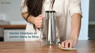 Carafe Filtrante avec Charbon Actif Binchotan et Perles de C&eacute;ramique pour Purifier l'Eau du Robinet