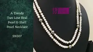 A Trendy Two Line Real Pearl and Shell Pearl Necklace (SN307)