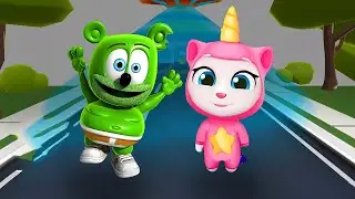 GUMMY BEAR RUNNING VS MY TALKING ANGELA UNICORN