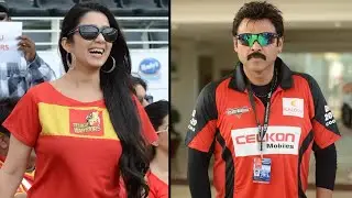 Charmy Kaur and Venkatesh enjoying Sudheer Babu's huge six against Mumbai Heroes | TW vs MH | CCL5