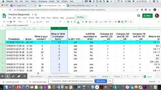 Reviewing responses from a Google Form quiz using Sheets.