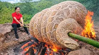 Harvesting Giant Unkillable Python & Go to Market Sell | Trap a giant python intruder to roast