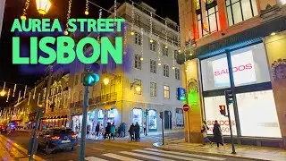 【4K】𝐖𝐀𝐋𝐊 🇵🇹 Evening Walk on Aurea Street in Lisbon, Portugal