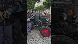 old German tractor in operation, with kerosene, original sound