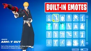Ichigo Kurosaki (BLEACH) using Glitched Funny Built-In Emotes in Fortnite
