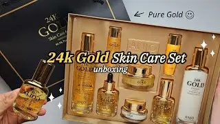 Korean Pure Gold Cosmetics Set Unboxing🌟 | 24k Gold Skin Care😶&zwj;🌫️ | K-beauty | Korean shopping VLOG