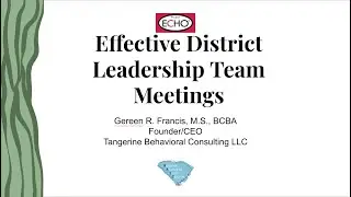 ECHO: &ldquo;Effective District Leadership Team Meetings&rdquo; - G. Francis