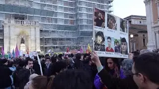 Hundreds join Rome rally in support of Iranian protesters after crackdown