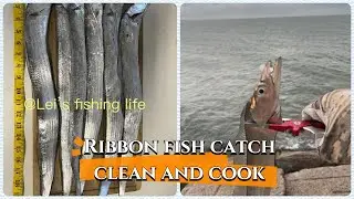 Ribbon Fish Catch, Clean and Cook#lurefishing #ribbonfish #cooking #surfsidejetty