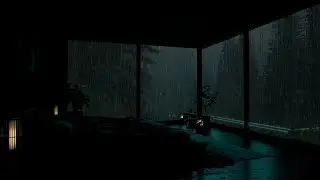 Deep Forest Winter Rain in a Dark Bedroom 🌧 (No Ads) | Dark Window Space for Deep Sleep