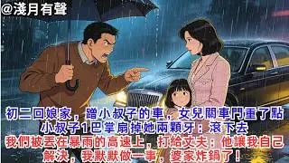 初二回娘家蹭小叔子的車，女兒關車門重了點，小叔子1巴掌扇掉她兩顆牙：滾下去，我們被丟在暴雨的高速上，打給丈夫：他讓我自己解決，我默默做一事，婆家炸鍋了！#為人處世#生活經驗#情感故事#故事#小說#婚姻