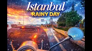 4K Motorcycle Ride in Istanbul Traffic | Rainy Day City Ambience