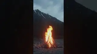 Bonfire at Night in the Mountains HD