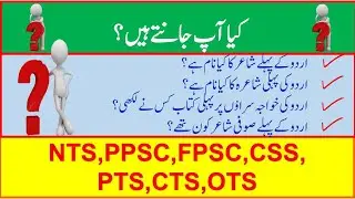 Urdu Test, Urdu General Knowledge MCQs, Urdu MCQs, PPSC, FPSC, NTS, CSS, OTS,