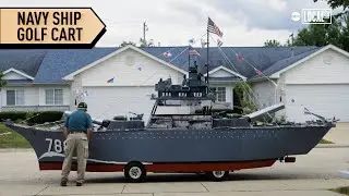 'Drivable navy destroyer' built on golf cart to honor veterans