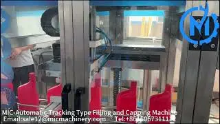 Automatic 1L 2 heads tracking type filling and capping machine line (using gear pump ＆ servo motor)