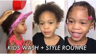 KIDS NATURAL HAIR WASH DAY + Weekly Protective Style | Start to Finish