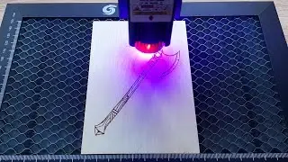 Medieval Axe Engraved in Wood - Laser Engraving Design