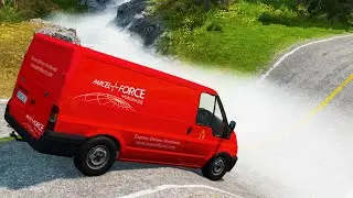 Cars vs Fast Flowing River - BeamNG.Drive