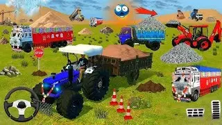 🔴 new JCB and Uploading 🪨🏗Stone From Dumper🌋 JEAP  in Game #truck #jcb #tractor #dumper #games 0155