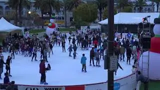 Justin Herman Plaza in San Francisco, the ice rink
