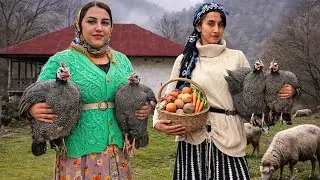 Traditional Village Cooking ❄️ Guinea Fowl Stew & Warm Winter Dessert🔥🍮