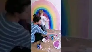 DIY rainbow painting at the kid's room