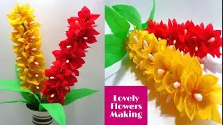 How to Make Shopping Bag Stick Flowers - DIY Making Flowers for Room Decor - Best Out of Waste Idea