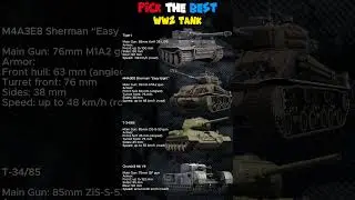 Pick the Best WW2 Tank ⚔️ | Tiger I vs Sherman Fury vs T-34/85 vs Churchill