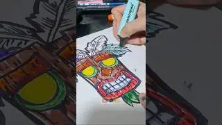 dibujando Ak Aku Crash Bandicoot DRAW #shorts  #drawing #crashbandicoot
