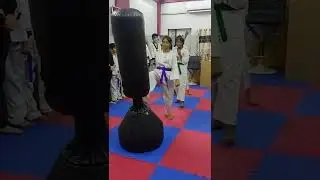 Middle thrust kick presented by Girls Student's of Karate Kids #karatekids #girlspower