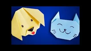 How To Make Paper Cat And Dog Face | Paper art and craft | origami cat and dog #paperartandcraft