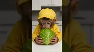 baby monkey eating vegetables - so cute ❤️