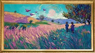 Whimsical Fields & Paper Planes &ndash; Colorful Art TV Screensaver | With Music