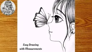 Easy Anime Girl Drawing with Butterfly|How to draw a girl side face step by step|Pencil Sketch