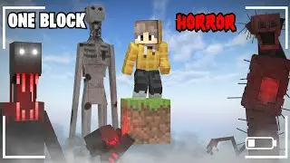 Two Idiots RUIN Minecraft ONE BLOCK with HORROR Mods....