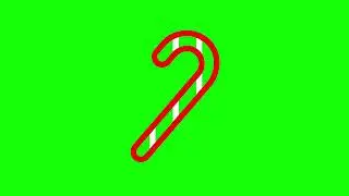 Christmas Candy Cane Icon on Green Screen Background | 4K | FREE TO USE