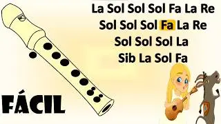 *_* Mi Burrito Sabanero *_*  flauta dulce f&aacute;cil, Villancico, tutorial con animaci&oacute;n, canci&oacute;n f&aacute;cil