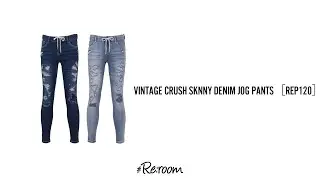 VINTAGE CRUSH SKNNY DENIM JOG PANTS［REP120］
