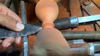 Making wood flower pot turning