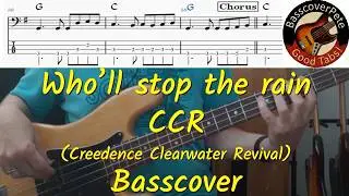 CCR Who'll stop the rain. Bass Cover Tabs Score Chords Transcription