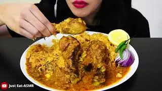 ASMR EATING SPICY CHICKEN CURRY WITH RICE   Indian food   no talking   Just Eat ASMR