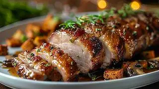 Нежное мясо в корочке из горчицы и розмарина — это простое, но изысканное блюдо.