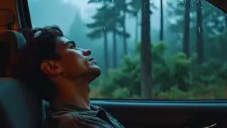 🌙 Heavy Rain and Thunderstorm Outside Car Trees Moving Night Calm Sleep Ambience 9 Hours 🌧🚗💤