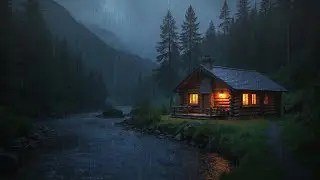 Cozy Cabin Retreat: Gentle Rain & Soothing River Sounds for Deep Relaxation