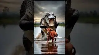 Brave Mother Cow vs Crocodile | Emotional Animal Fight Story | AI Animated Shorts #viral #shorts