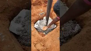 Lamp post installation with concrete ✅ #shorts #shortsfeed #construction #installation